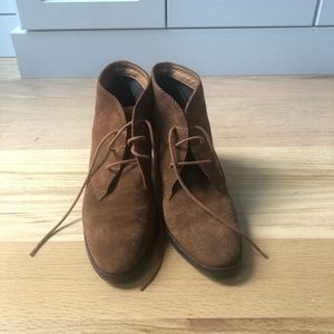 LL Bean Suede lace up ankle booties